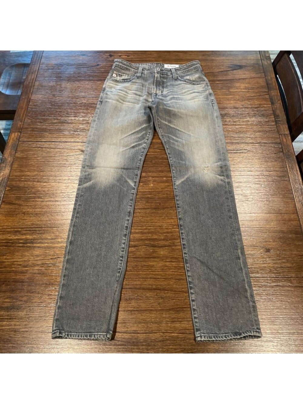 AG Graduate Tailored Leg Jean 32x34 30x34 Gray Distressed Faded Slim AG-ED Denim